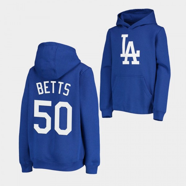 Youth Dodgers Mookie Betts Team Logo Royal Pullover Hoodie