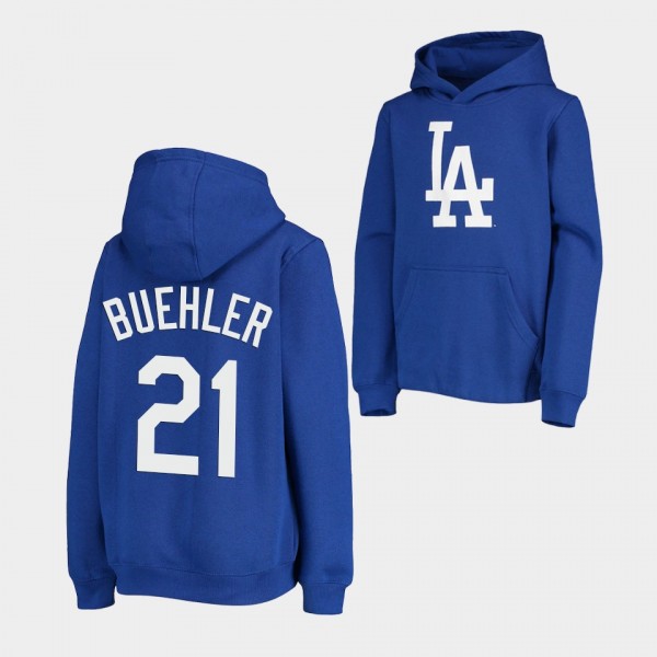 Youth Dodgers Walker Buehler Team Logo Royal Pullo...