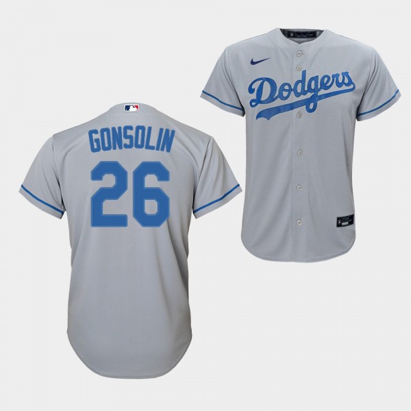 Los Angeles Dodgers Youth #26 Tony Gonsolin Gray Alternate Replica Jersey