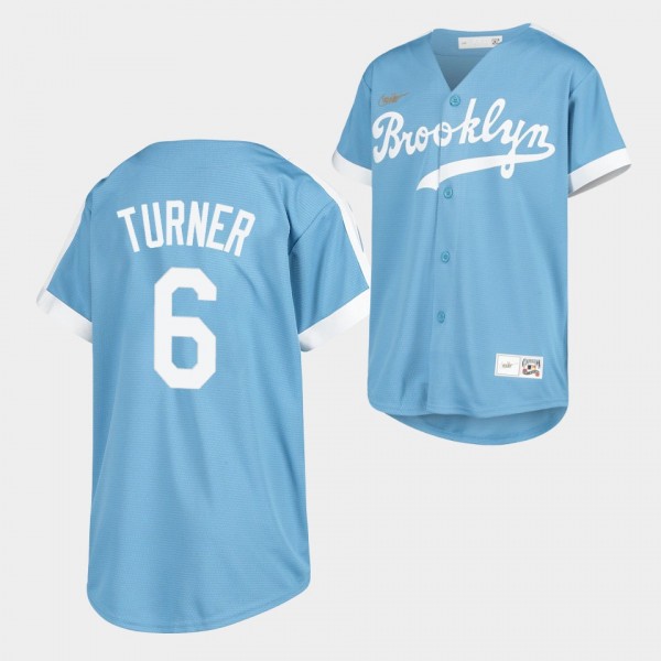 Los Angeles Dodgers Youth #6 Trea Turner Light Blu...