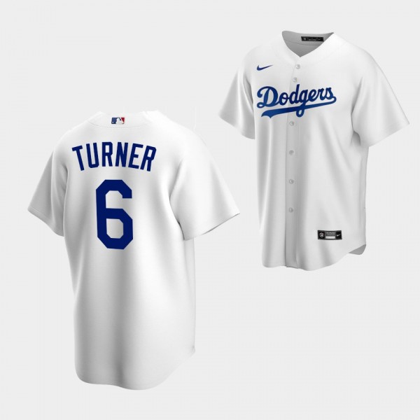 Los Angeles Dodgers Youth #6 Trea Turner White Home Replica Jersey