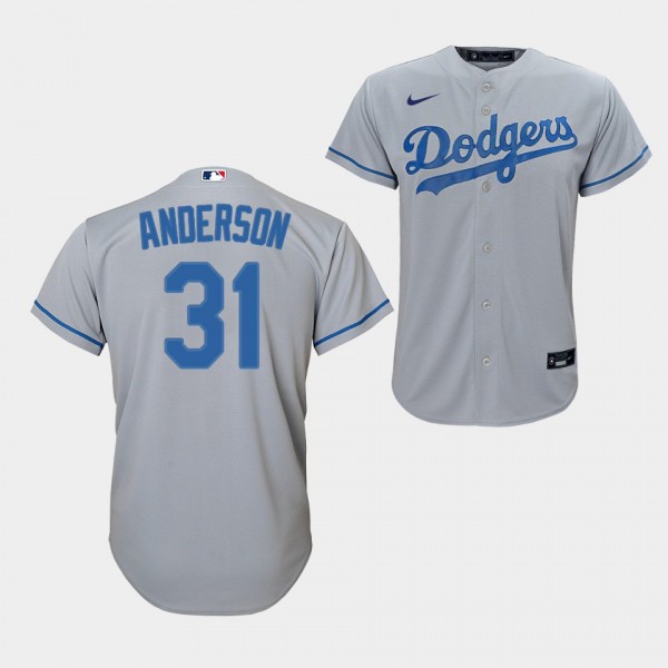 Los Angeles Dodgers Youth #31 Tyler Anderson Gray Alternate Replica Jersey