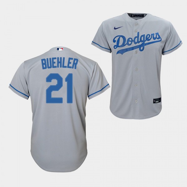 Los Angeles Dodgers Youth #21 Walker Buehler Gray Alternate Replica Jersey
