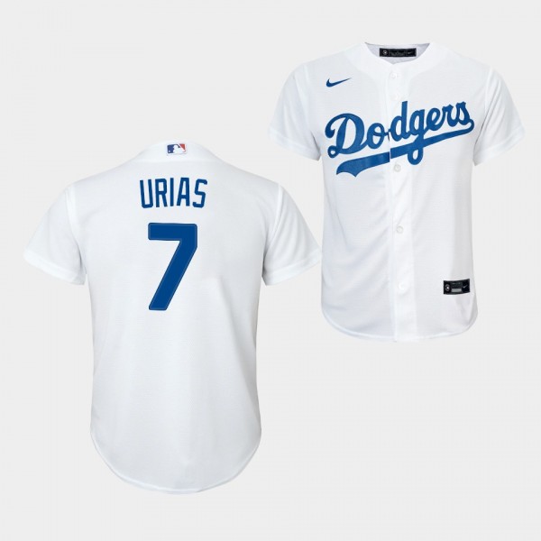 Youth #7 Julio Urias Los Angeles Dodgers Replica White Jersey 2020 Home