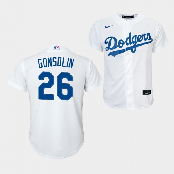 Youth #26 Tony Gonsolin Los Angeles Dodgers Replica White Jersey 2020 Home