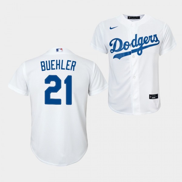 Youth #21 Walker Buehler Los Angeles Dodgers Replica White Jersey 2020 Home